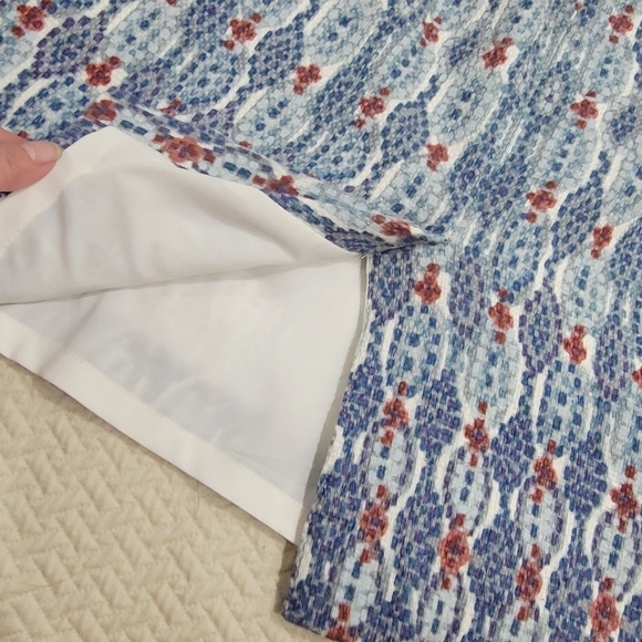 LOFT Blue red Career Knee Length Skirt Size 6 - Picture 8 of 13